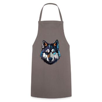 Portrait de chien Husky - Tablier de cuisine - gris - Devant - AI Model Male 185 dark (185cm)