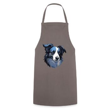 Border Collie Hund Portrait - Kochschürze - Grau - Vorne - AI Model Male 185 dark (185cm)