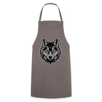 Wolf Silhouette - Kochschürze - Grau - Vorne - AI Model Male 185 dark (185cm)