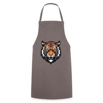 Tiger Head - Cooking Apron - grey - Front - AI Model Male 185 dark (185cm)