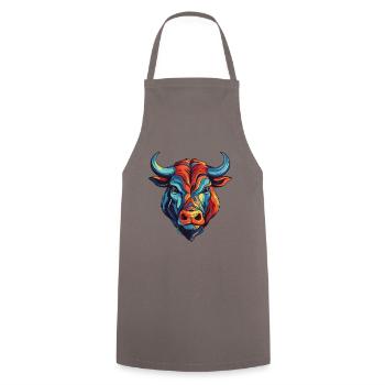 Bull Head Taurus - Cooking Apron - grey - Front - AI Model Male 185 dark (185cm)