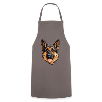 Tête de chien de berger allemand - Tablier de cuisine - gris - Devant - AI Model Male 185 dark (185cm)