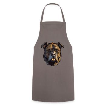 Staffordshire Bull Terrier Dog Head - Cooking Apron - grey - Front - AI Model Male 185 dark (185cm)