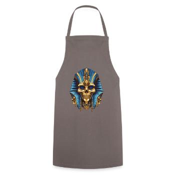 Pharao Totenkopf - Kochschürze - Grau - Vorne - AI Model Male 185 dark (185cm)