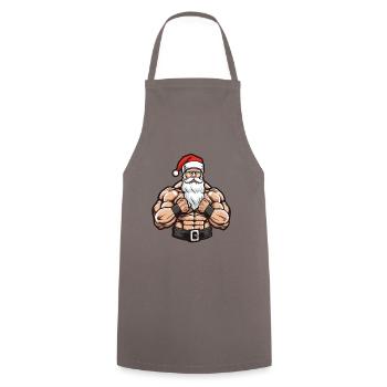 Santa Claus Muscles Bodybuilding Santa - Cooking Apron - grey - Front - AI Model Male 185 dark (185cm)
