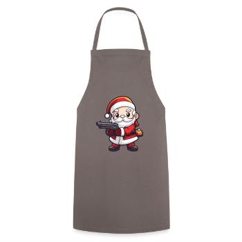 Santa Claus Gun Comic Christmas - Cooking Apron - grey - Front - AI Model Male 185 dark (185cm)
