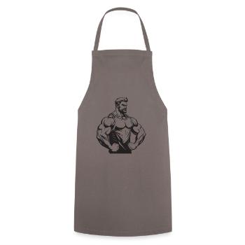 Homme Muscles Musculation - Tablier de cuisine - gris - Devant - AI Model Male 185 dark (185cm)