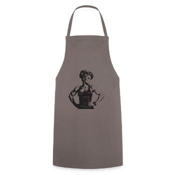 Woman Muscles Bodybuilding Fitness Gym - Cooking Apron - grey - Front - AI Model Male 185 dark (185cm)