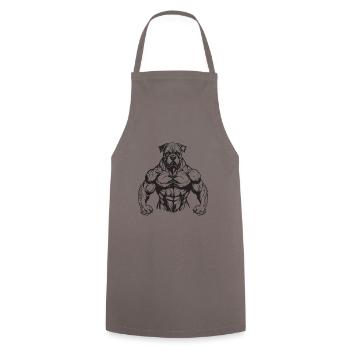 Dog Muscles Gym Bodybuilding - Cooking Apron - grey - Front - AI Model Male 185 dark (185cm)