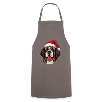 Portrait de Noël tête de chien Saint Bernand - Tablier de cuisine - gris - Devant - AI Model Male 185 dark (185cm)