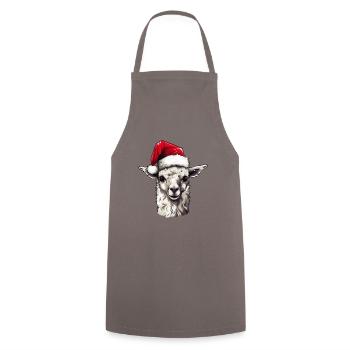 Alpaca Head Llama Christmas Portrait - Cooking Apron - grey - Front - AI Model Male 185 dark (185cm)