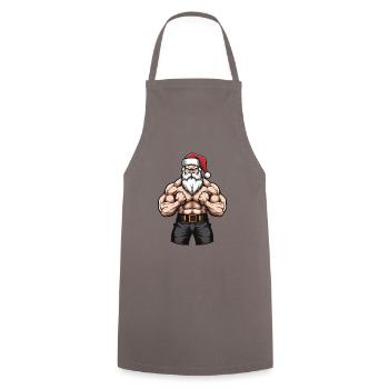 Santa Claus Gym Santa Muscles - Cooking Apron - grey - Front - AI Model Male 185 dark (185cm)