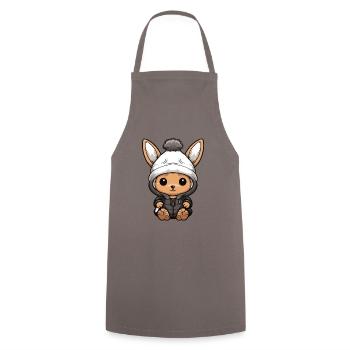 Lapin Animal Bébé Bande Dessinée Hiver - Tablier de cuisine - gris - Devant - AI Model Male 185 dark (185cm)
