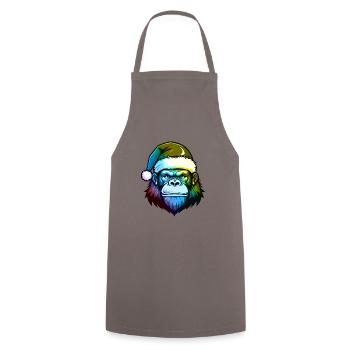 Gorilla Head Christmas Portrait Colorful - Cooking Apron - grey - Front - AI Model Male 185 dark (185cm)