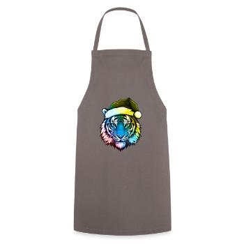 Tiger Kopf Weihnachten Portät Bunt - Kochschürze - Grau - Vorne - AI Model Male 185 dark (185cm)