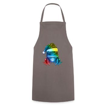 Tête de grenouille Noël Portrait coloré - Tablier de cuisine - gris - Devant - AI Model Male 185 dark (185cm)