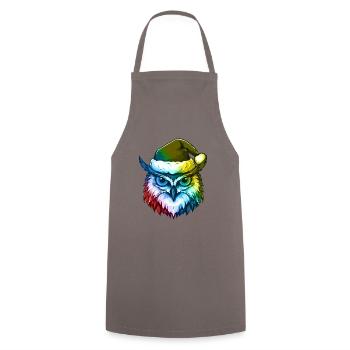 Tête de hibou Noël Portrait coloré - Tablier de cuisine - gris - Devant - AI Model Male 185 dark (185cm)