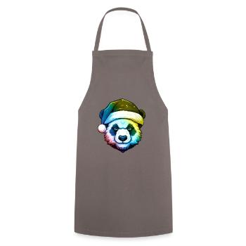 Panda Kopf Weihnachten Portät Bunt - Kochschürze - Grau - Vorne - AI Model Male 185 dark (185cm)