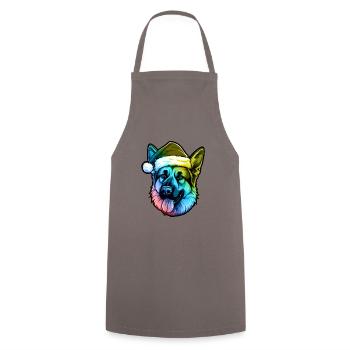 German Shepherd Dog Head Christmas Portrait Colorful - Cooking Apron - grey - Front - AI Model Male 185 dark (185cm)