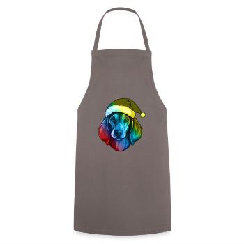 Dackel Hund Kopf Weihnachten Bunt - Kochschürze - Grau - Vorne - AI Model Male 185 dark (185cm)