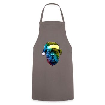 Staffordshire Bull Terrier Dog Head Christmas B - Cooking Apron - grey - Front - AI Model Male 185 dark (185cm)