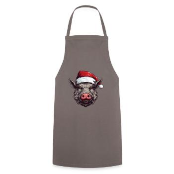 Tête d’animal de Noël de sanglier - Tablier de cuisine - gris - Devant - AI Model Male 185 dark (185cm)