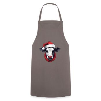 Tête d’animal de Noël de vache - Tablier de cuisine - gris - Devant - AI Model Male 185 dark (185cm)