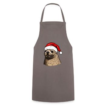 Seal Seal Christmas Animal Head - Cooking Apron - grey - Front - AI Model Male 185 dark (185cm)