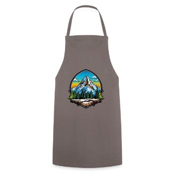 Berge Symbol Wandern Schild - Kochschürze - Grau - Vorne - AI Model Male 185 dark (185cm)