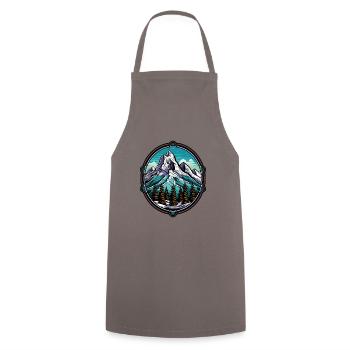 Berge Symbol Icon Wappen - Kochschürze - Grau - Vorne - AI Model Male 185 dark (185cm)