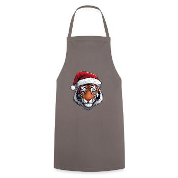 Tiger Kopf Weihnachten Portät - Kochschürze - Grau - Vorne - AI Model Male 185 dark (185cm)