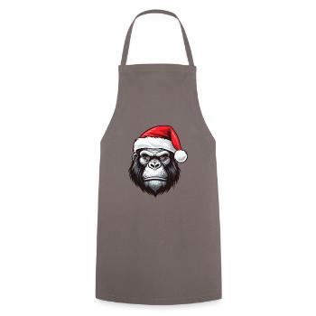 Gorilla Head Christmas Portrait - Cooking Apron - grey - Front - AI Model Male 185 dark (185cm)