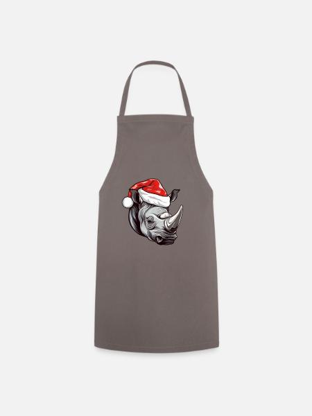Nashorn Kopf Weihnachten Portät - Kochschürze - Grau