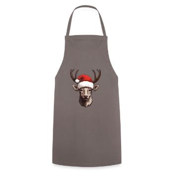 Deer Head Christmas Portrait - Cooking Apron - grey - Front - AI Model Male 185 dark (185cm)