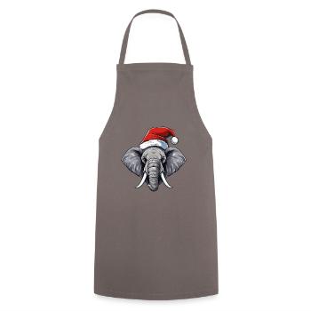 Elephant Head Christmas Portrait - Cooking Apron - grey - Front - AI Model Male 185 dark (185cm)