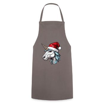 Unicorn Head Christmas Portrait - Cooking Apron - grey - Front - AI Model Male 185 dark (185cm)