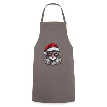 Cat Head Christmas Portrait - Cooking Apron - grey - Front - AI Model Male 185 dark (185cm)