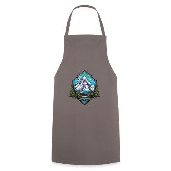 Berge Symbol Wandern Schild - Kochschürze - Grau - Vorne - AI Model Male 185 dark (185cm)