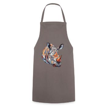 Rhinoceros Head - Cooking Apron - grey - Front - AI Model Male 185 dark (185cm)