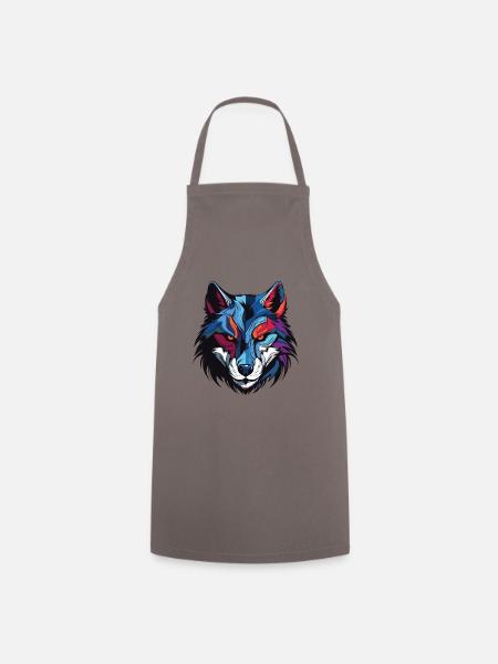 Wolf Kopf - Kochschürze - Grau