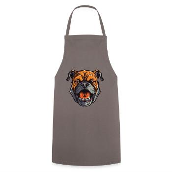Bulldog Hund Kopf - Kochschürze - Grau - Vorne - AI Model Male 185 dark (185cm)