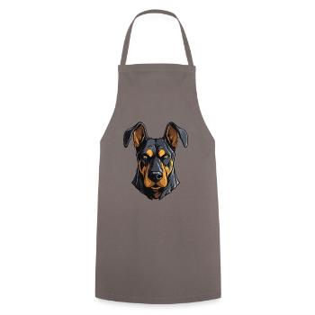 Doberman Dog Head - Cooking Apron - grey - Front - AI Model Male 185 dark (185cm)