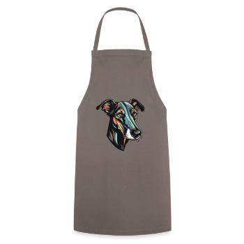 Greyhound Dog Head - Cooking Apron - grey - Front - AI Model Male 185 dark (185cm)