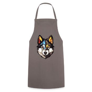 Akita Hund Kopf - Kochschürze - Grau - Vorne - AI Model Male 185 dark (185cm)