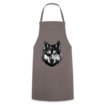 Tête d’animal de chien husky - Tablier de cuisine - gris - Devant - AI Model Male 185 dark (185cm)
