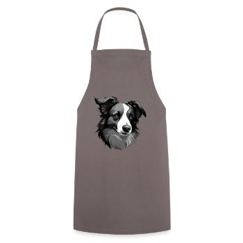 Portrait de chien Border Collie - Tablier de cuisine - gris - Devant - AI Model Male 185 dark (185cm)