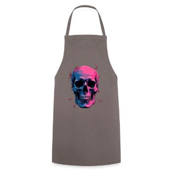 Neon Skull - Cooking Apron - grey - Front - AI Model Male 185 dark (185cm)