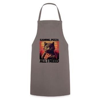 Drôles de chats Jeux Pizza Gamer Gamer Jeux - Tablier de cuisine - gris - Devant - AI Model Male 185 dark (185cm)