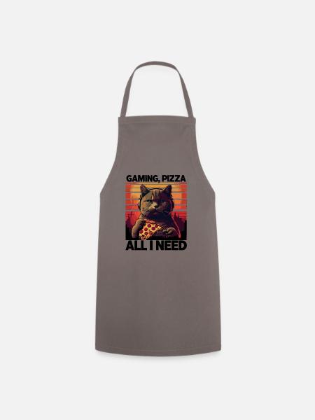 Drôles de chats Jeux Pizza Gamer Gamer Jeux - Tablier de cuisine - gris