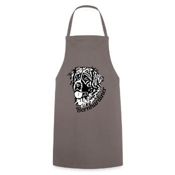 Bernhardiner Kopf - Kochschürze - Grau - Vorne - AI Model Male 185 dark (185cm)